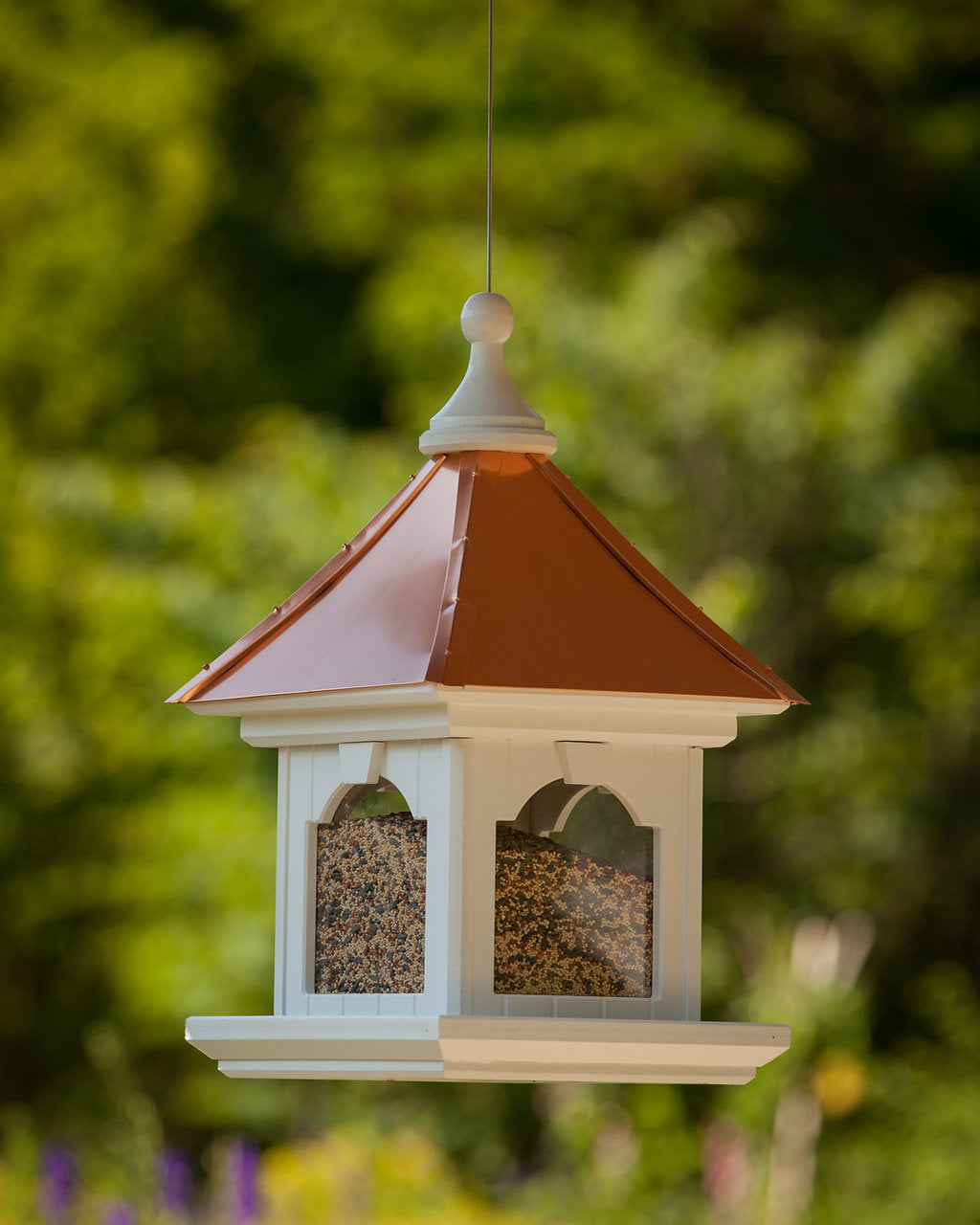 Copper Roof Bird Feeder with Large Capacity - Hanging